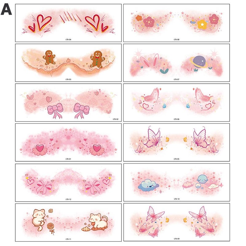 Cute makeup temporary tattoo stickers for music festivals, high-end cute girly face heart blush eye corner temporary tattoo stickers